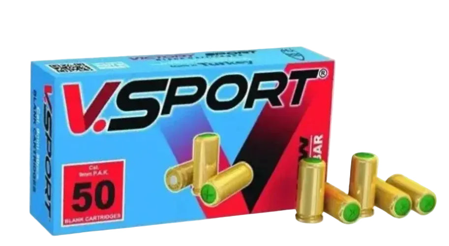 V.SPORT 9mm P.A.K. Blank Cartridges – 50-Pack